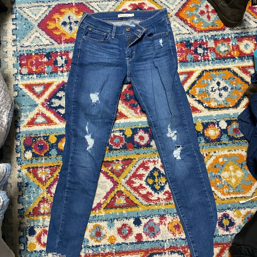 Super skinny ripped Levi jeans